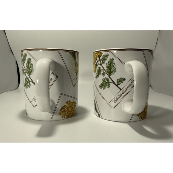 Lot Of 2 Tiffany & Co. Floral Design Botanical Coffee Tea Mug Cup Portugal Vtg - Picture 2 of 6